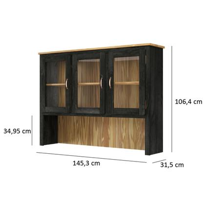 Imagem de Oratório em Madeira Maciça com 3 Portas de Vidro Preto Oliva