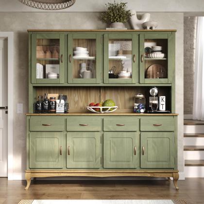 Imagem de Oratório em Madeira Maciça com 4 Portas de Vidro Verde Oliva