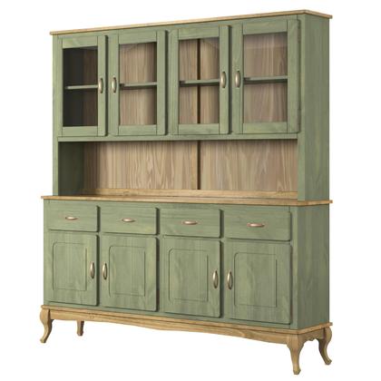 Imagem de Oratório em Madeira Maciça com 4 Portas de Vidro Verde Oliva