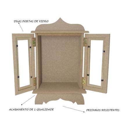 Imagem de Oratorio Porta com Vidro Tamanho P 17cm Mdf Madeira