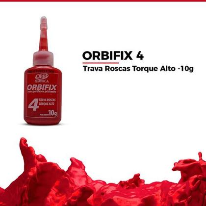Imagem de Orbifix Cola Trava Parafuso Rosca Porcas Prisioneiros Adesivo para Torque Alto Vermelha Cura total 12 a 24 Horas ORBI Química 10g