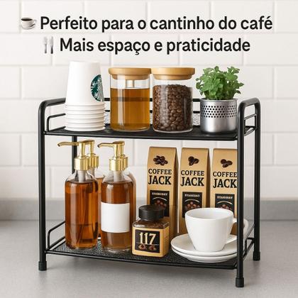 Imagem de Organizador 2 Prateleiras Aramado Para Cosméticos Banheiro Cozinha Multiuso Universal