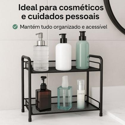 Imagem de Organizador 2 Prateleiras Aramado Para Cosméticos Banheiro Cozinha Multiuso Universal