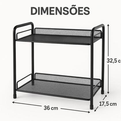 Imagem de Organizador 2 Prateleiras Aramado Para Cosméticos Banheiro Cozinha Multiuso Universal