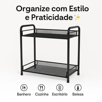 Imagem de Organizador 2 Prateleiras Aramado Para Cosméticos Banheiro Cozinha Multiuso Universal