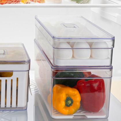 Imagem de Organizador 21 Ovos Com Tampa Acrílico Otimizador De Espaço Geladeira Retangular Transparente