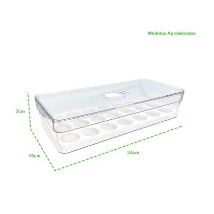 Imagem de Organizador 21 Ovos Com Tampa Acrílico Otimizador De Espaço Geladeira Retangular Transparente