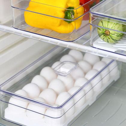 Imagem de Organizador 21 Ovos Com Tampa Acrílico Otimizador De Espaço Geladeira Retangular Transparente