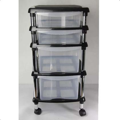 Imagem de Organizador 4 Gavetas(2g E 2p) E Rodízios N620 Transparente