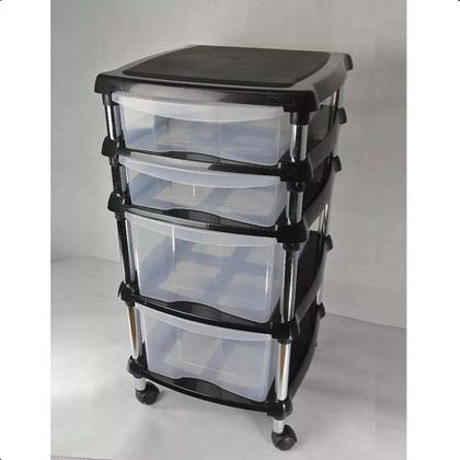 Imagem de Organizador 4 Gavetas(2g E 2p) E Rodízios N620 Transparente