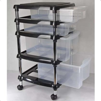 Imagem de Organizador 4 Gavetas(2g E 2p) E Rodízios N620 Transparente