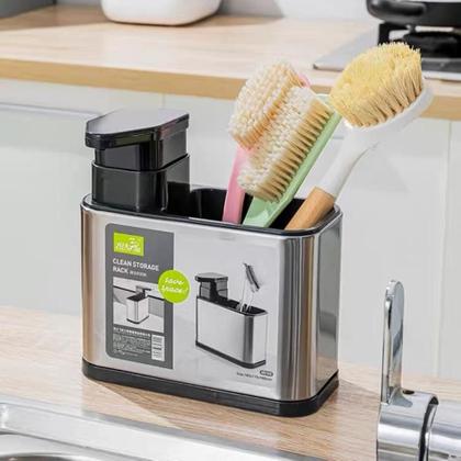 Imagem de Organizador Aço Inoxidável Com Dispenser De Detergente Pia Cozinha