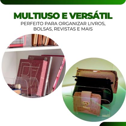 Imagem de Organizador Acrilico Escritório Estante Sala Multiuso Livros Bolsa Clutch Carteira Paramount