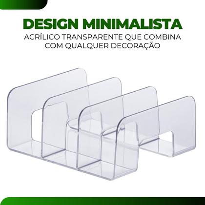 Imagem de Organizador Acrilico Escritório Estante Sala Multiuso Livros Bolsa Clutch Carteira Paramount