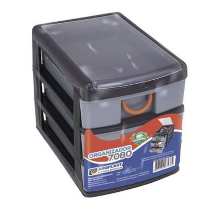 Imagem de Organizador C/ 3 Gavetas 25479  Multiuso Preto 7080 Arqplast