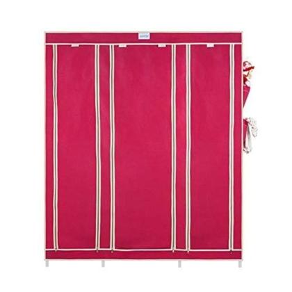 Imagem de Organizador cabideiro portatil prateleiras dobravel armario arara grande camping rosa