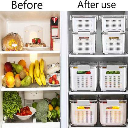 Imagem de Organizador Caixa Grande Geladeira Acrilico Multiuso  Frutas