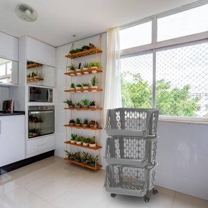 Imagem de Organizador Chumbo Multiuso Triplo Empilhável c/ Rodinhas