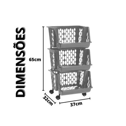Imagem de Organizador Chumbo Multiuso Triplo Empilhável c/ Rodinhas