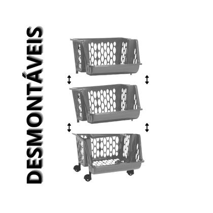Imagem de Organizador Chumbo Multiuso Triplo Empilhável c/ Rodinhas