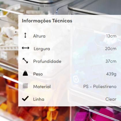 Imagem de Organizador Clear 9 Litros Transparente Com Alças Modular
