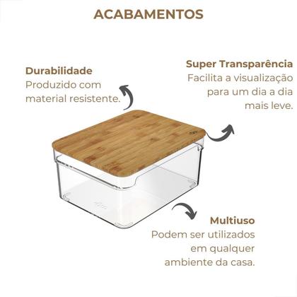 Imagem de Organizador Clear com Tampa de Bambu - PS Transparente