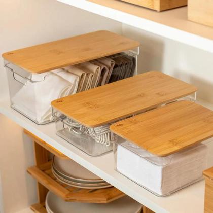 Imagem de Organizador Clear com Tampa de Bambu - PS Transparente