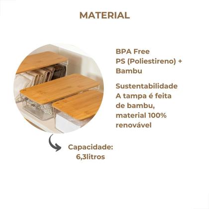 Imagem de Organizador Clear com Tampa de Bambu - PS Transparente