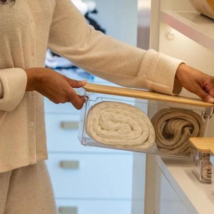 Imagem de Organizador Clear com Tampa de Bambu - PS Transparente