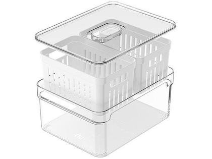 Imagem de Organizador Clear Fresh 2,2L Com 2 Cestos Natural OF650NT - Ou