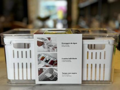 Imagem de Organizador clear fresh 5l com 3 cestos natural