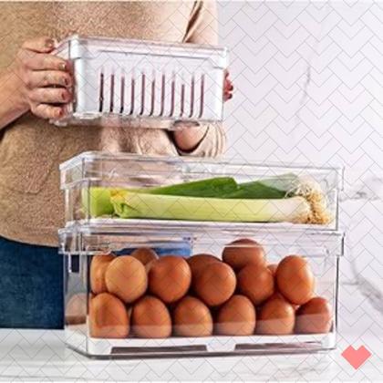 Imagem de Organizador Com Cesta Alimentos Multiuso Transparente - 1 UN