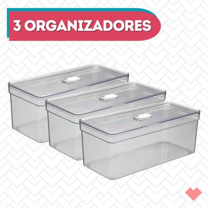 Imagem de Organizador Com Cesta Alimentos Multiuso Transparente - 3 UN