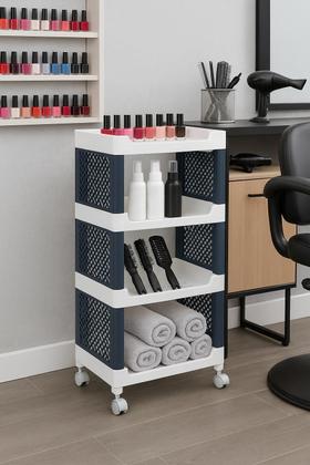 Imagem de Organizador Compacto com 4 Prateleiras e Rodízios  Ideal para Banheiro, Cozinha, Lavanderia, Salão e Etc