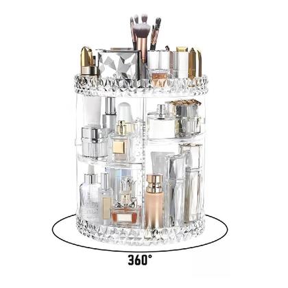 Imagem de Organizador Cosmeticos Giratorio Suporte Perfumes Maquiagem Redondo Ajustavel Armazenagem 3 Andares