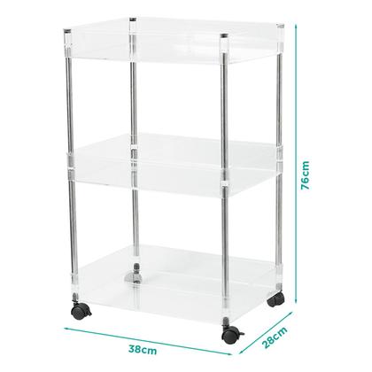 Imagem de Organizador Cozinha Sala Triplo Com Rodízio 38x28x76 Cristal
