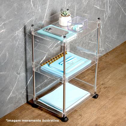 Imagem de Organizador Cozinha Sala Triplo Com Rodízio 38x28x76 Cristal