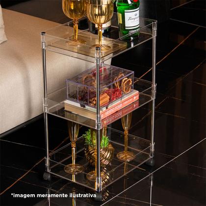 Imagem de Organizador Cozinha Sala Triplo Com Rodízio 38x28x76 Cristal
