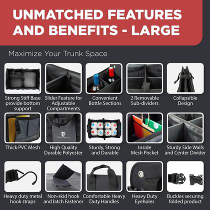 Imagem de Organizador de armazenamento de carros TRUNKCRATEPRO cinza de grande capacidade