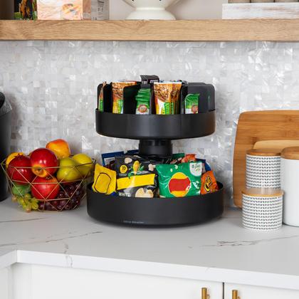Imagem de Organizador de bancada Snack Carousel Mind Reader de 2 camadas preto
