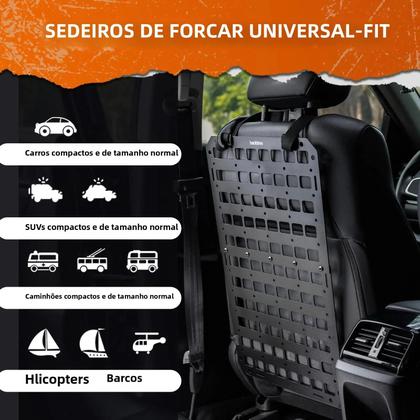 Imagem de Organizador De Banco De Carro Tático Ajustável Multifuncional Com Painel De Malha Molle Acessórios