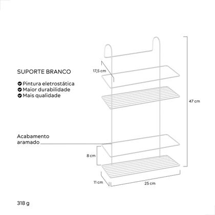 Imagem de Organizador de Banheiro Aramado 2 Andares Branco 47cm  Suporte para Shampoo e Sabonete