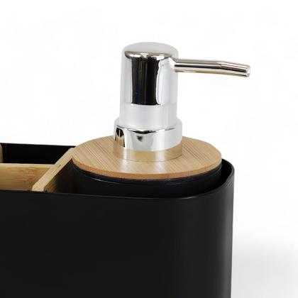 Imagem de Organizador de Banheiro com Dispenser Pump 280ml Bambu Preto