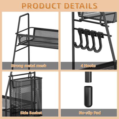 Imagem de Organizador de banheiro VITVITI, bancada de 2 camadas com ganchos de cesta