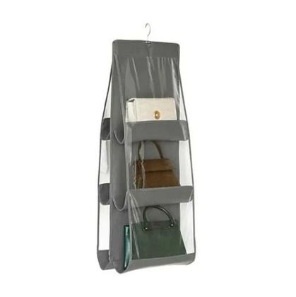 Imagem de Organizador De Bolsas Para Cabide PVC/TNT 6 Divisorias
