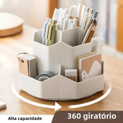 Imagem de Organizador de Canetas e Lápis com 9 Grades e Suporte Giratório 360° - Grande Capacidade