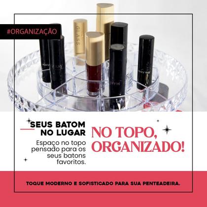 Imagem de Organizador De Cosmético Maquiagem Acrílico Resistente Giratório 360º G Transparente Resistente
