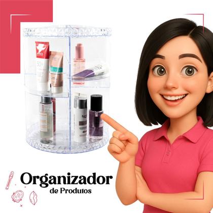 Imagem de Organizador De Cosmético Maquiagem Acrílico Resistente Giratório 360º G Transparente Resistente
