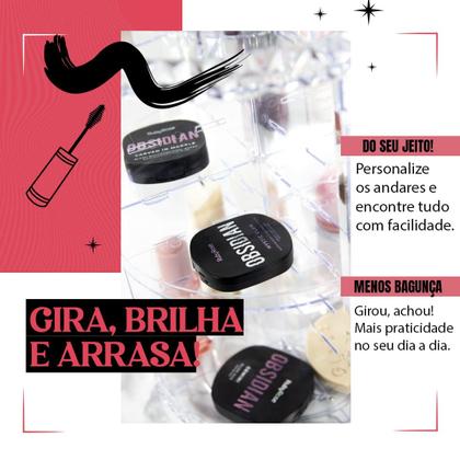 Imagem de Organizador De Cosmético Maquiagem Acrílico Resistente Giratório 360º G Transparente Resistente