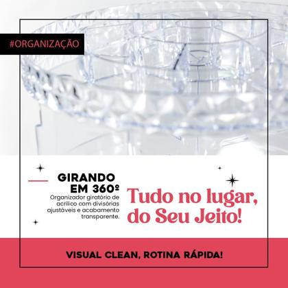 Imagem de Organizador De Cosmético Maquiagem Acrílico Resistente Giratório 360º G Transparente Resistente